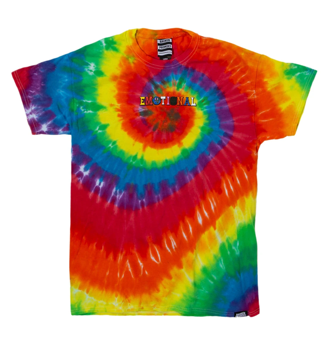 BROKEN PROMISES Emotional Rollercoaster Rainbow Tie Dye Tee Shirts