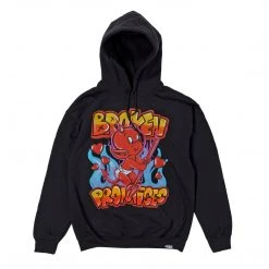 BROKEN PROMISES Airbrush Hoodie Black - BP X Hot Stuff Hoodies