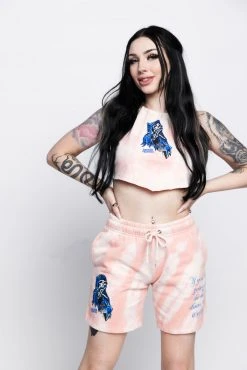 BROKEN PROMISES Softly Pink Tie Dye Sweatshort Bottoms