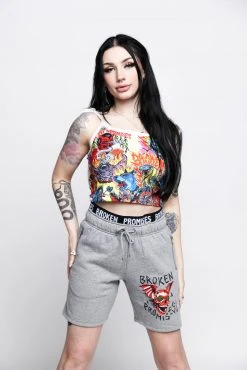 BROKEN PROMISES Batwing Banded Sweatshort Grey