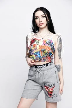 BROKEN PROMISES Batwing Banded Sweatshort Grey