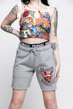 BROKEN PROMISES Batwing Banded Sweatshort Grey