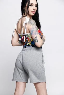 BROKEN PROMISES Batwing Banded Sweatshort Grey