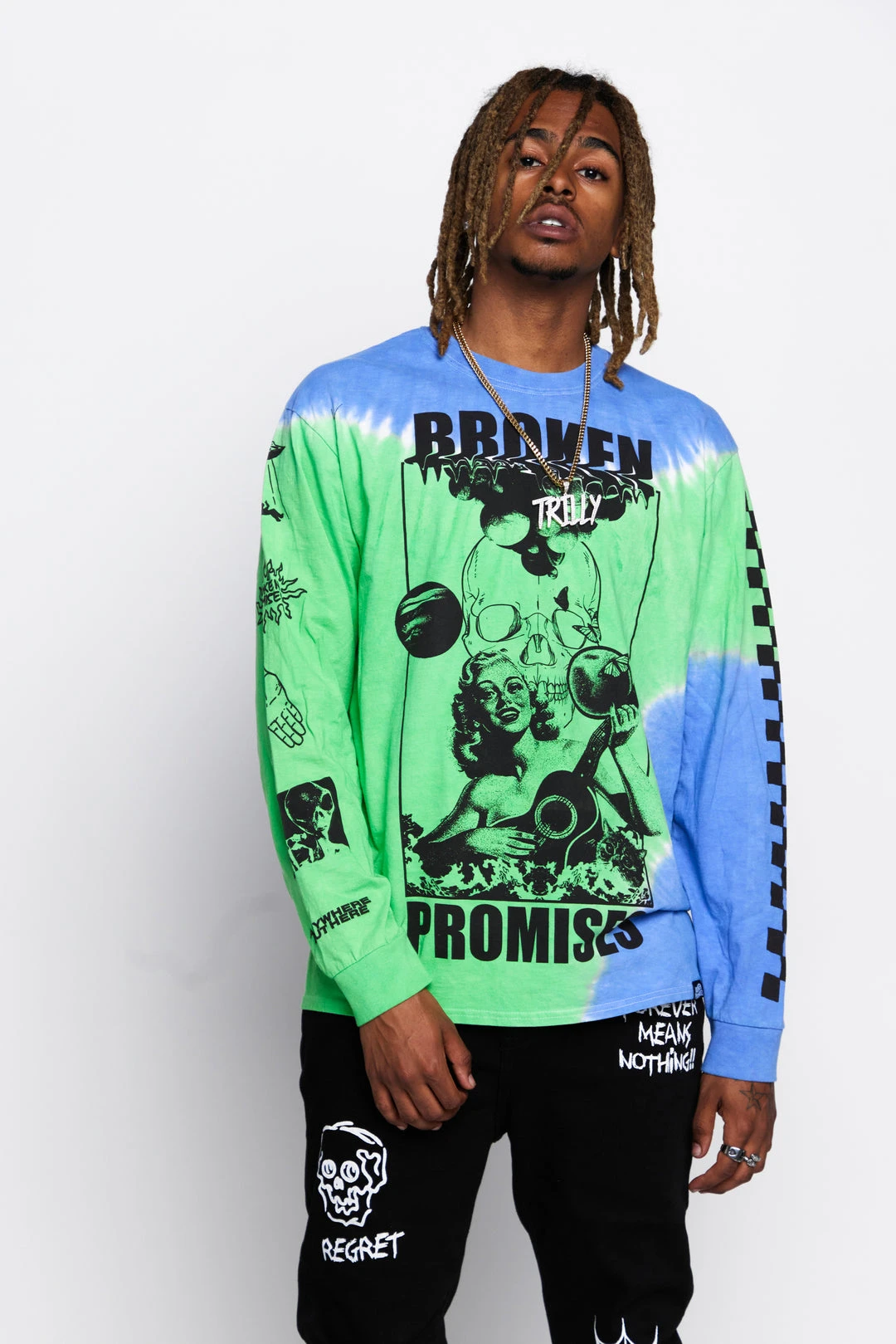 BROKEN PROMISES Shirts Acoustics Green Tie Dye L/S Tee