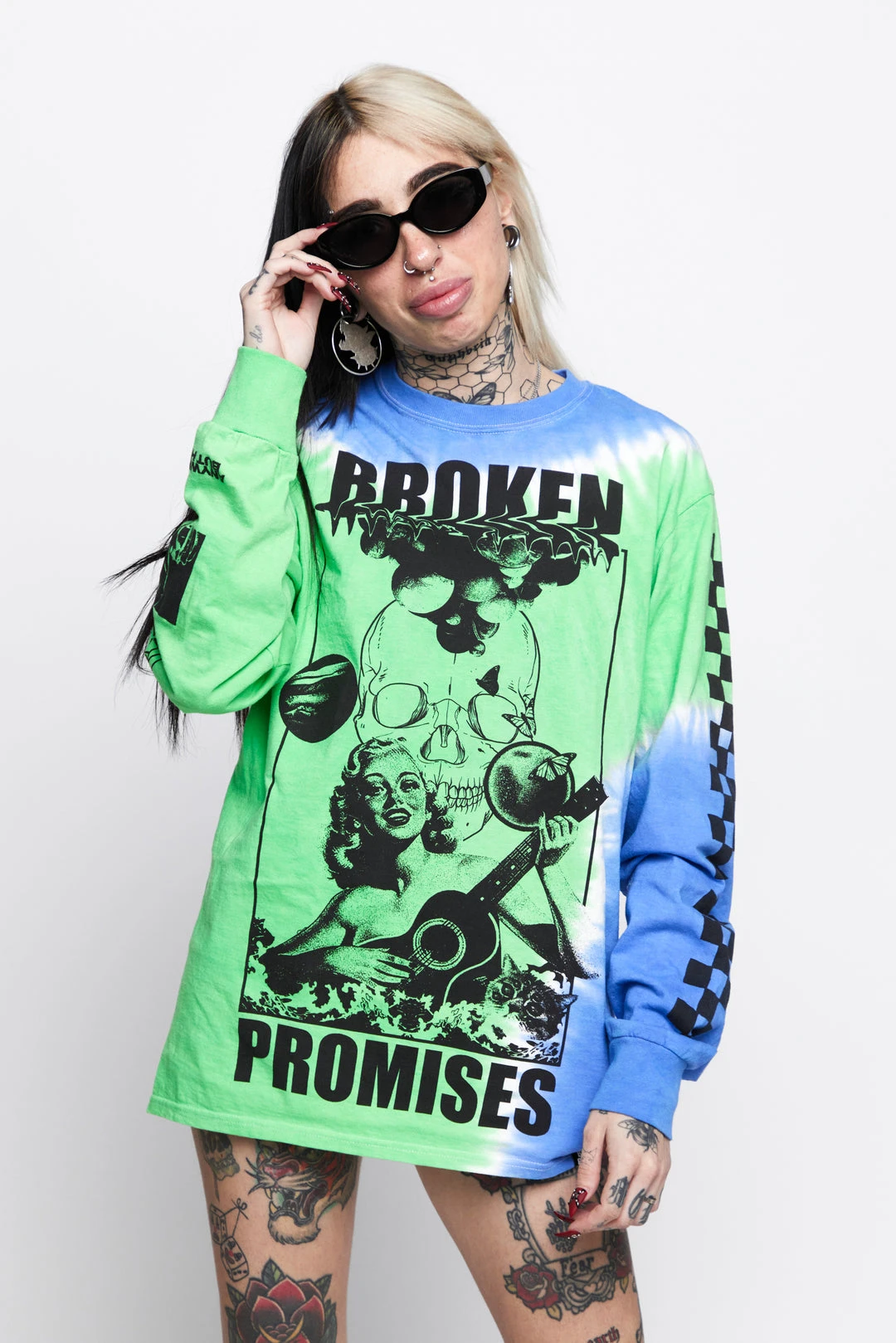 BROKEN PROMISES Shirts Acoustics Green Tie Dye L/S Tee