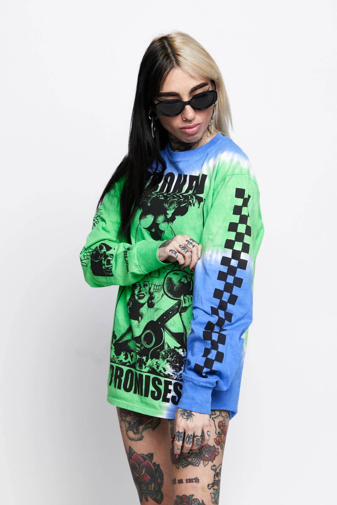 BROKEN PROMISES Shirts Acoustics Green Tie Dye L/S Tee