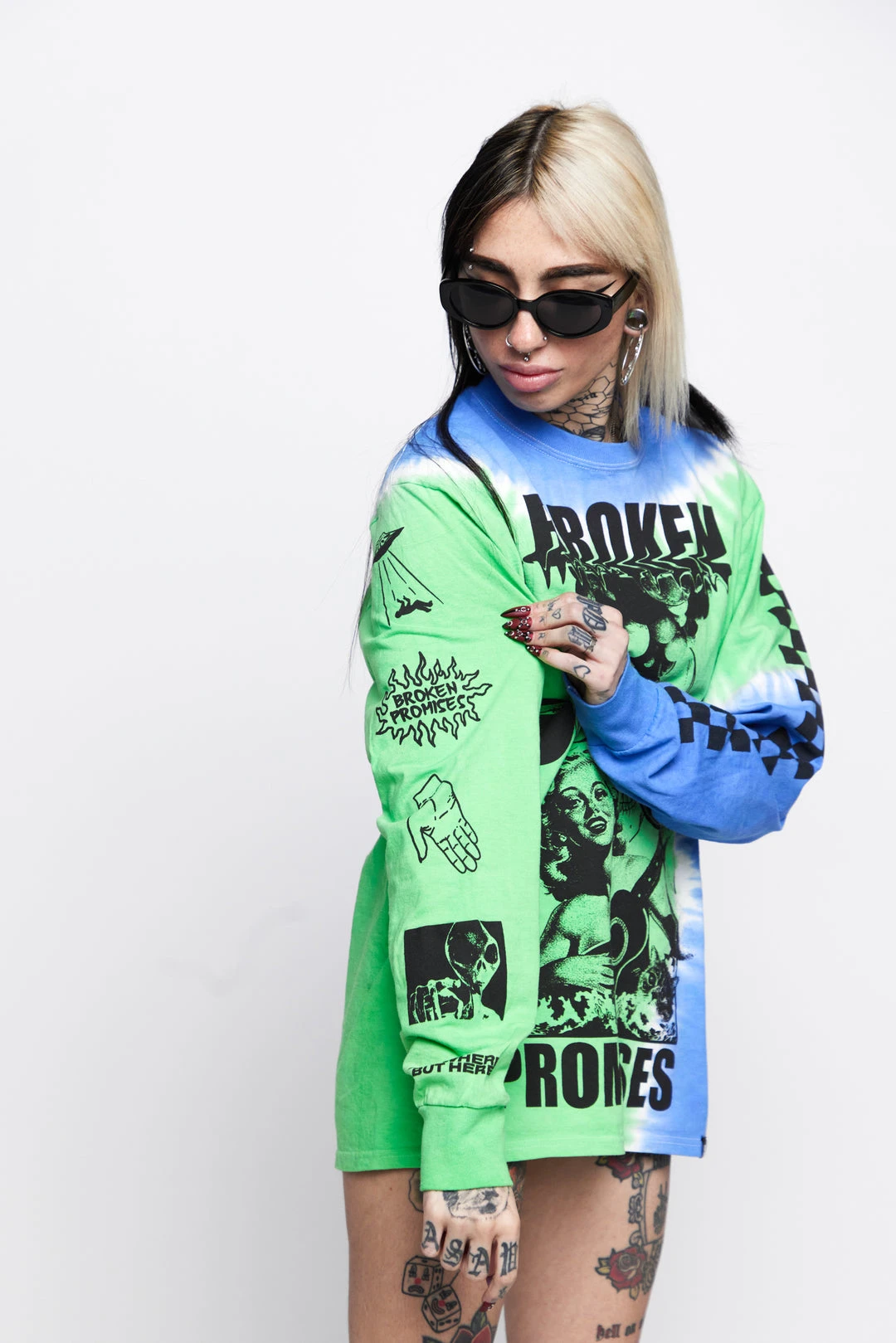 BROKEN PROMISES Shirts Acoustics Green Tie Dye L/S Tee