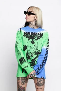BROKEN PROMISES Shirts Acoustics Green Tie Dye L/S Tee