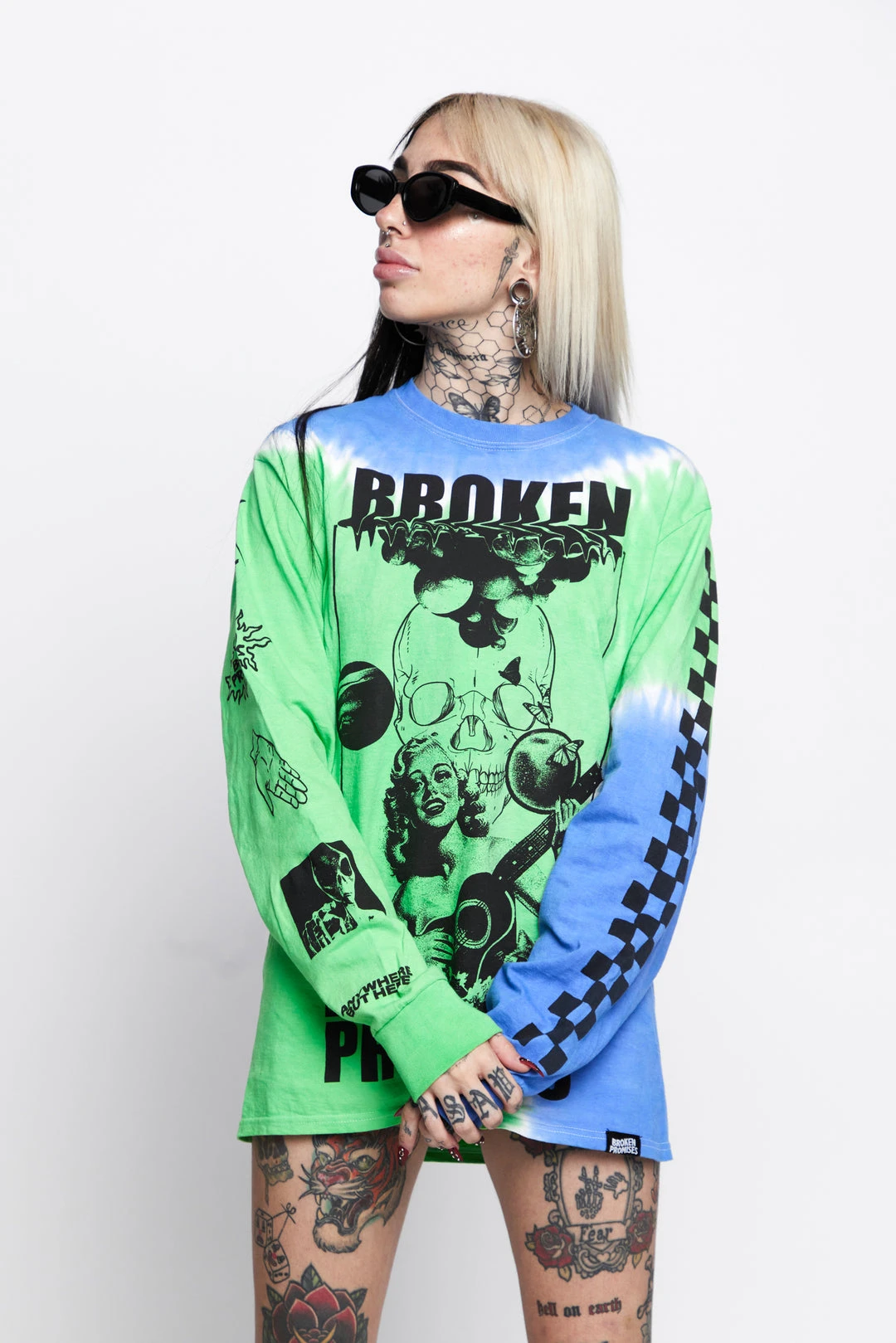 BROKEN PROMISES Shirts Acoustics Green Tie Dye L/S Tee