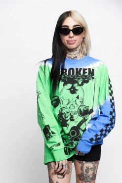 BROKEN PROMISES Shirts Acoustics Green Tie Dye L/S Tee
