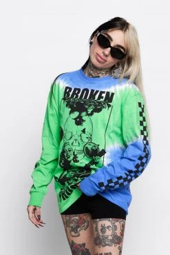 BROKEN PROMISES Shirts Acoustics Green Tie Dye L/S Tee