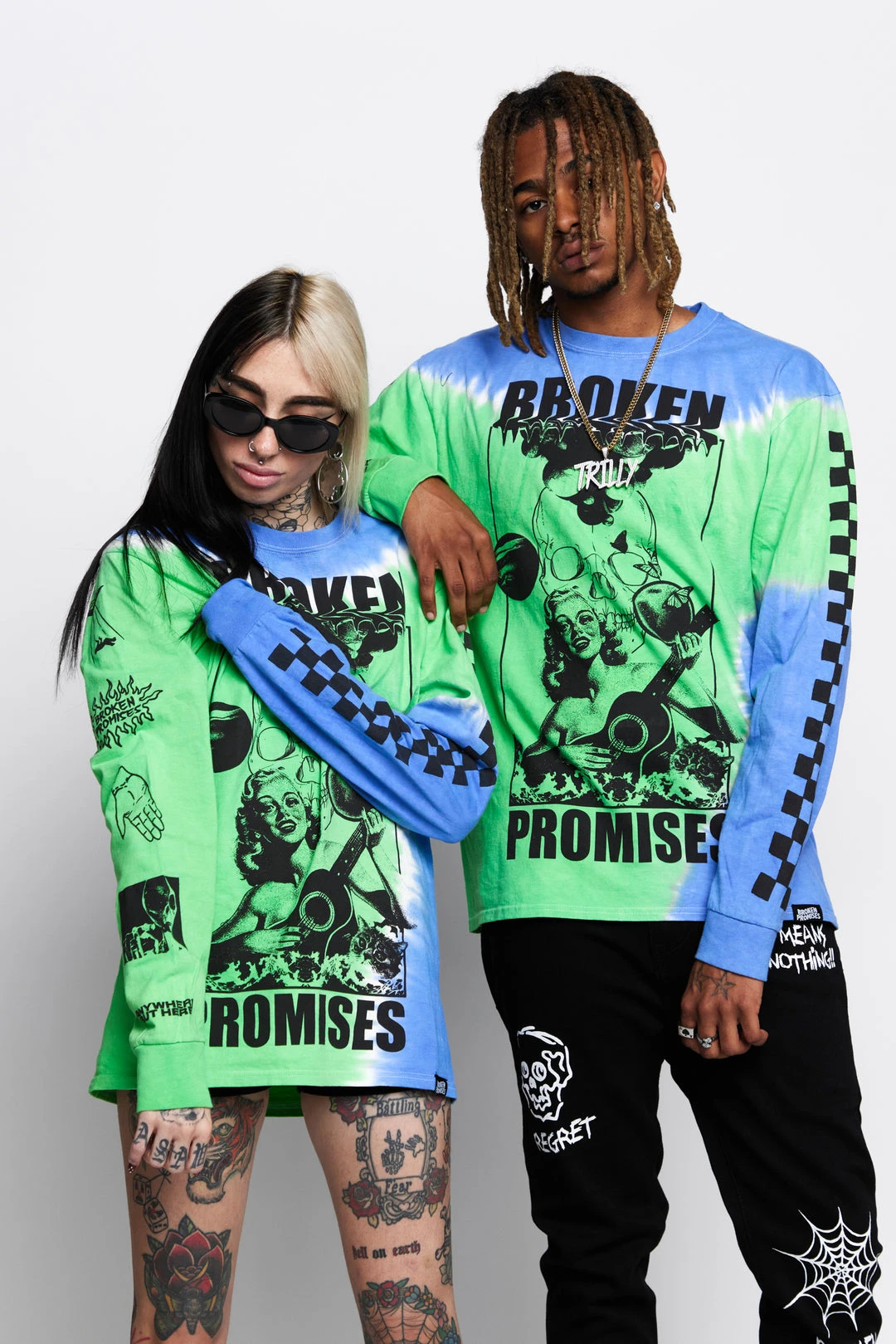 BROKEN PROMISES Shirts Acoustics Green Tie Dye L/S Tee