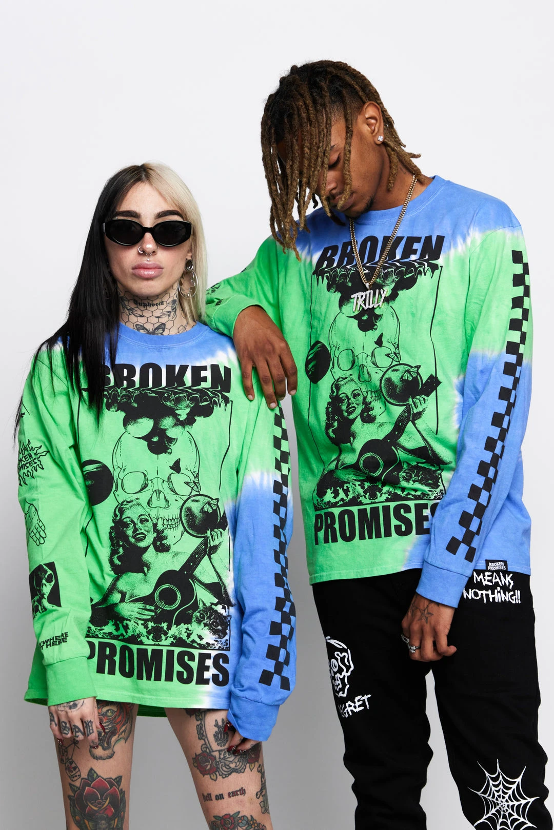BROKEN PROMISES Shirts Acoustics Green Tie Dye L/S Tee