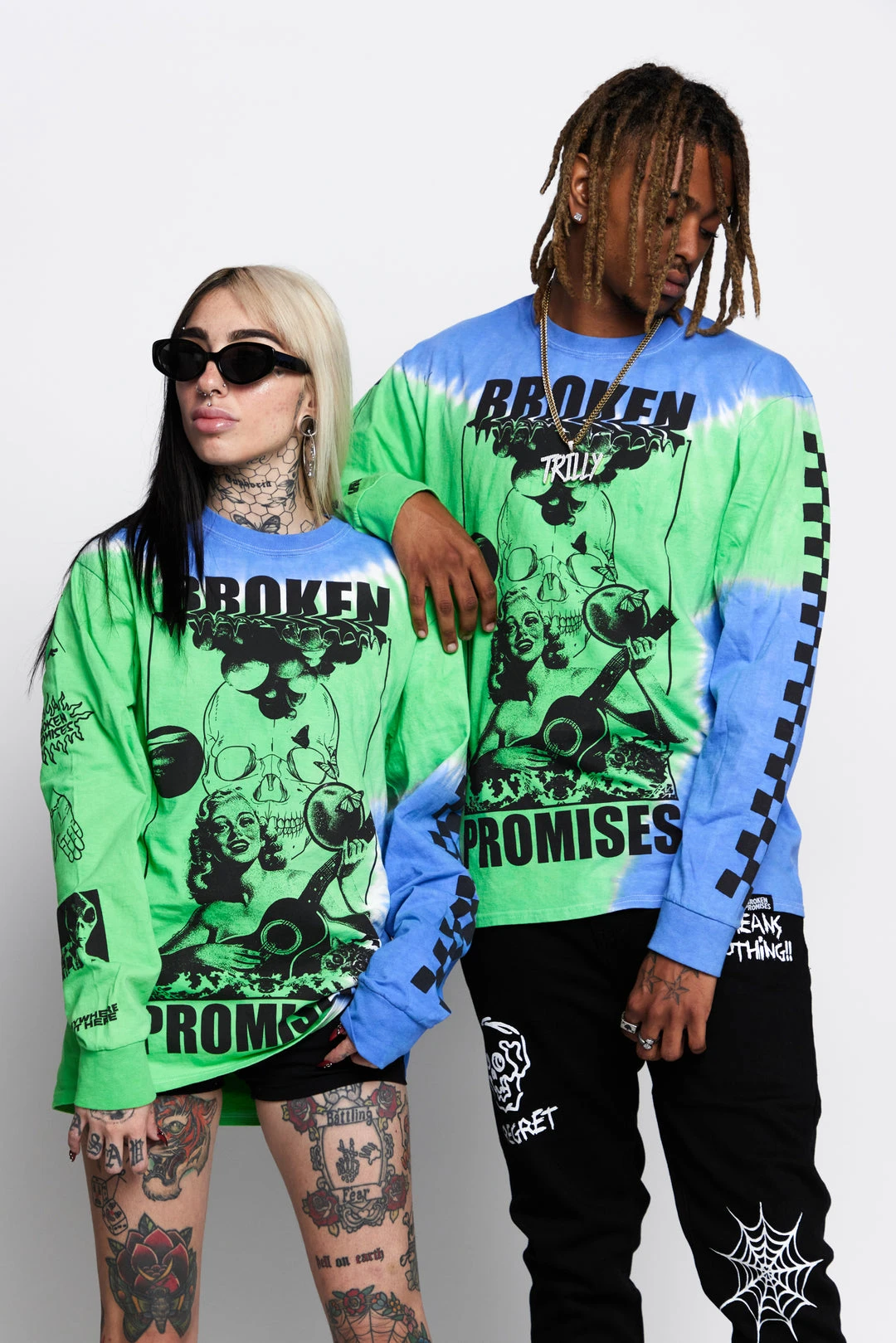 BROKEN PROMISES Shirts Acoustics Green Tie Dye L/S Tee