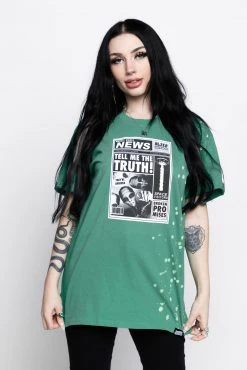 BROKEN PROMISES Headlines Green Splatter S/S Tee