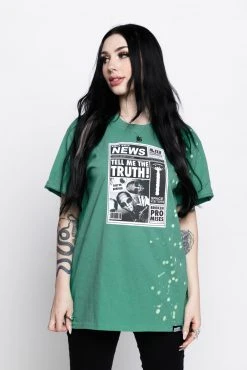 BROKEN PROMISES Headlines Green Splatter S/S Tee