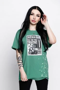 BROKEN PROMISES Headlines Green Splatter S/S Tee