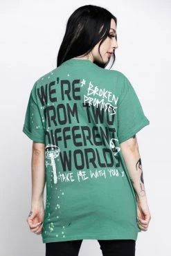 BROKEN PROMISES Headlines Green Splatter S/S Tee