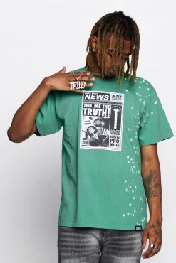 BROKEN PROMISES Headlines Green Splatter S/S Tee