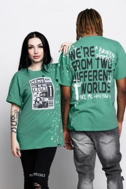 BROKEN PROMISES Headlines Green Splatter S/S Tee