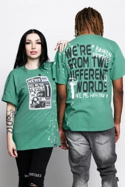 BROKEN PROMISES Headlines Green Splatter S/S Tee