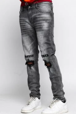 CASH Stitch And Rip Denim - Smoke Grey Bottoms