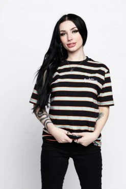 BROKEN PROMISES Shirts Salvage Script Stripe Tee