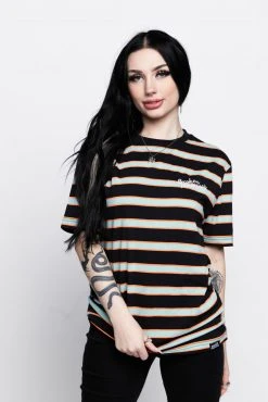 BROKEN PROMISES Shirts Salvage Script Stripe Tee