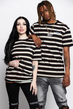 BROKEN PROMISES Shirts Salvage Script Stripe Tee