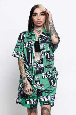 BROKEN PROMISES Shirts Headlines Button-Up Shirt