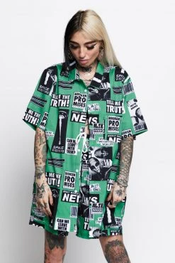 BROKEN PROMISES Shirts Headlines Button-Up Shirt