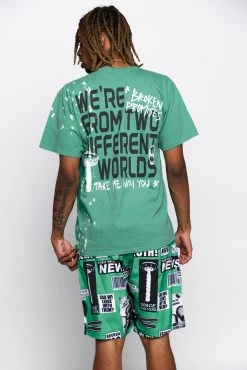 BROKEN PROMISES Headlines Green Splatter S/S Tee