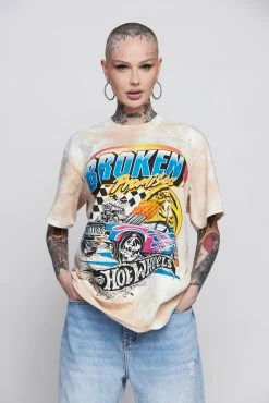 BROKEN PROMISES BP X Hot Wheels Heart Race Tie Dye Tee Sand