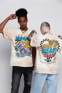 BROKEN PROMISES BP X Hot Wheels Heart Race Tie Dye Tee Sand