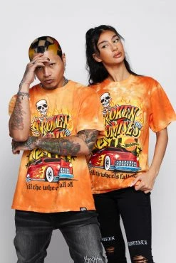 BROKEN PROMISES Shirts BP X Hot Wheels Wheels Fall Off Org Tie Dye S/S
