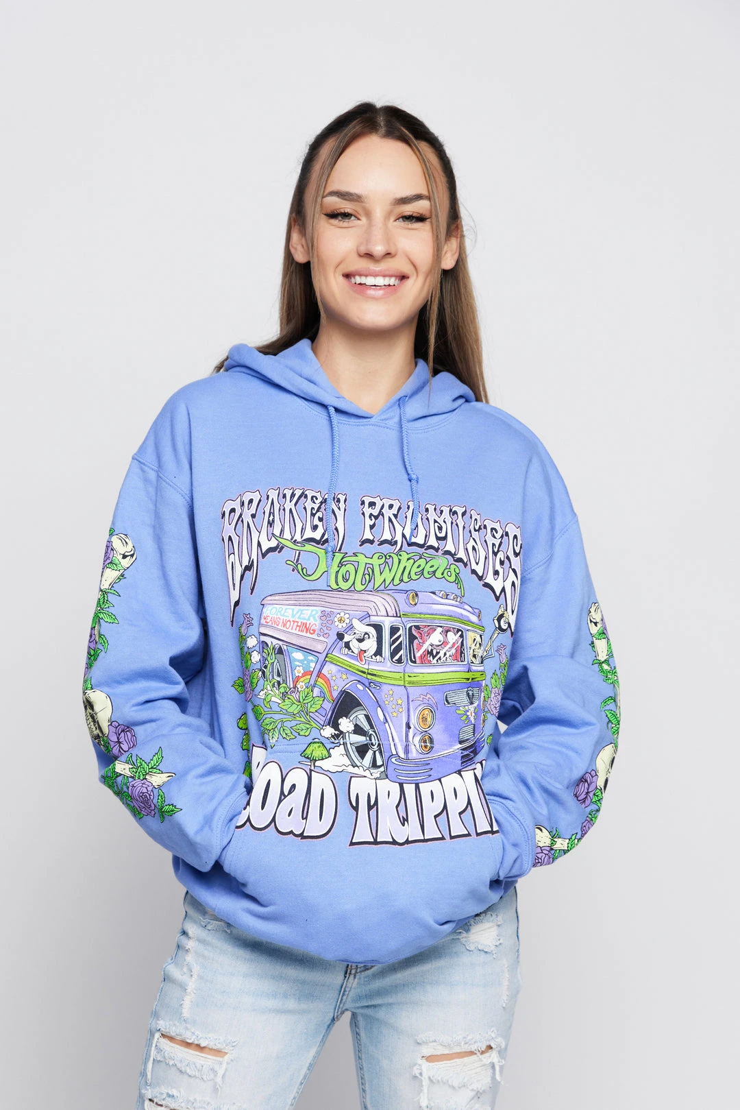 BROKEN PROMISES BP X Hot Wheels Road Trippin Purple Dye Hoodie