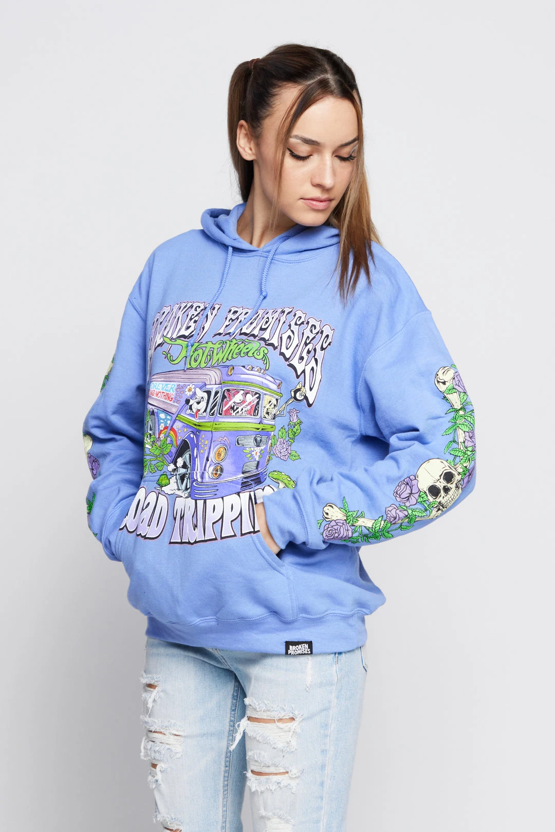 BROKEN PROMISES BP X Hot Wheels Road Trippin Purple Dye Hoodie