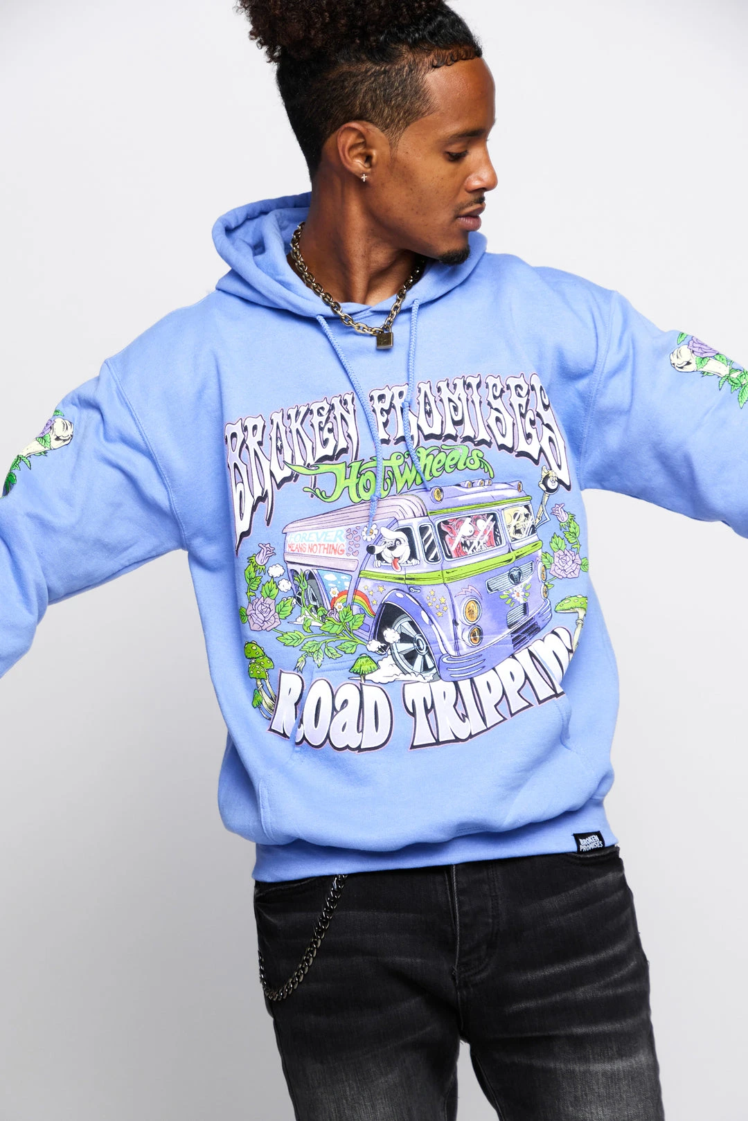 BROKEN PROMISES BP X Hot Wheels Road Trippin Purple Dye Hoodie