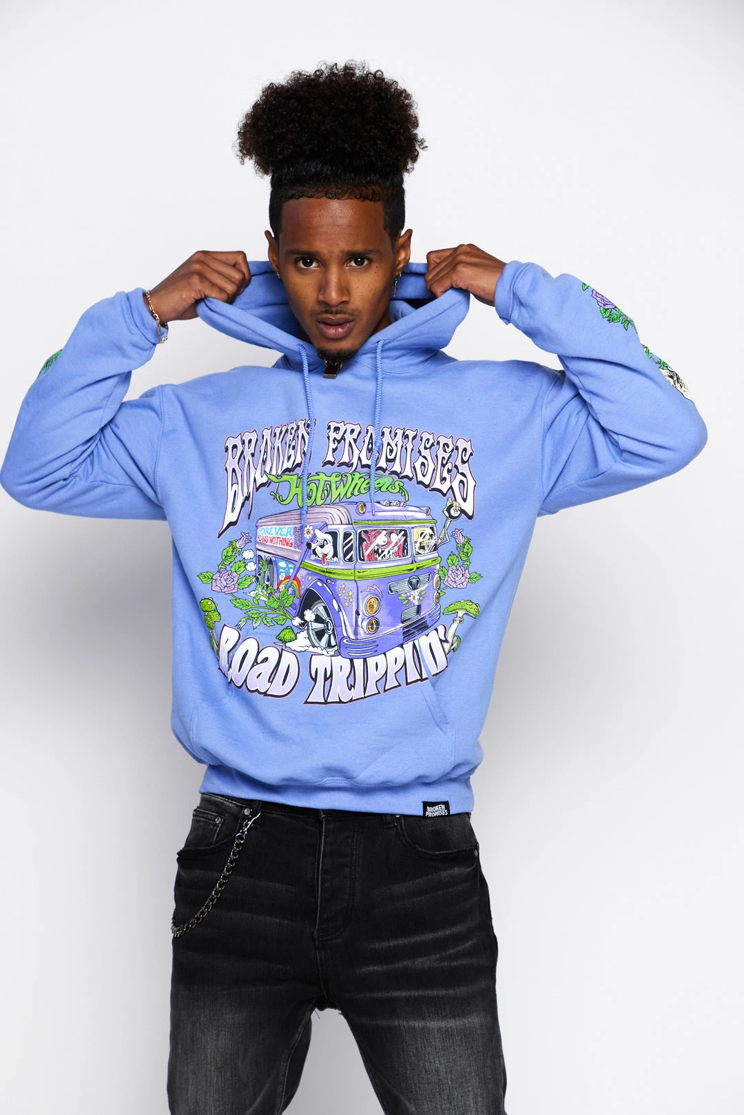 BROKEN PROMISES BP X Hot Wheels Road Trippin Purple Dye Hoodie