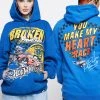 BROKEN PROMISES BP X Hot Wheels Heart Race Hoodie Blue Hoodies