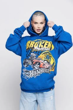 BROKEN PROMISES BP X Hot Wheels Heart Race Hoodie Blue Hoodies