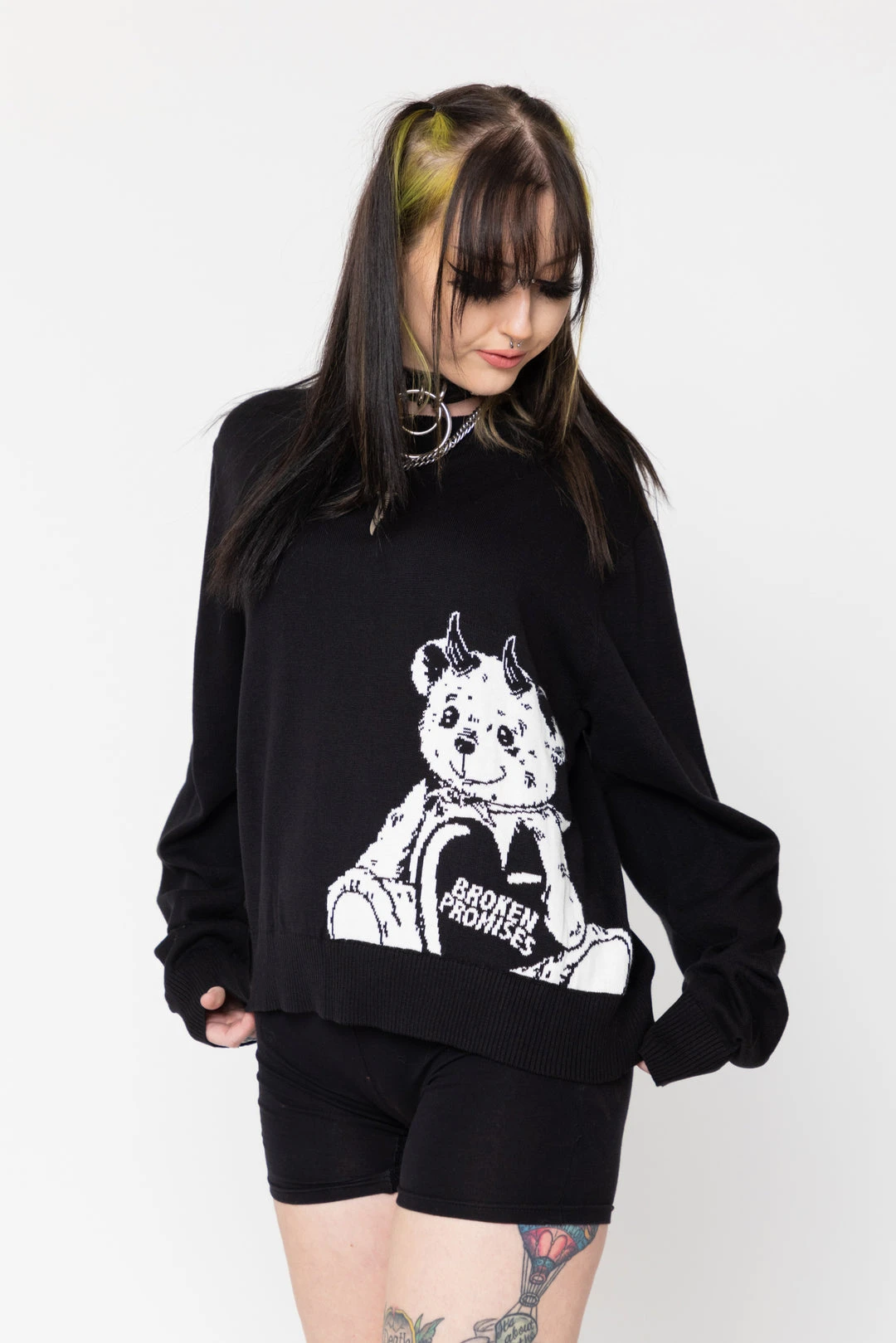 BROKEN PROMISES Unbearable Knit Sweater Womens' Tops