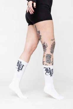 BROKEN PROMISES BP Lock Up Socks - White Accessories