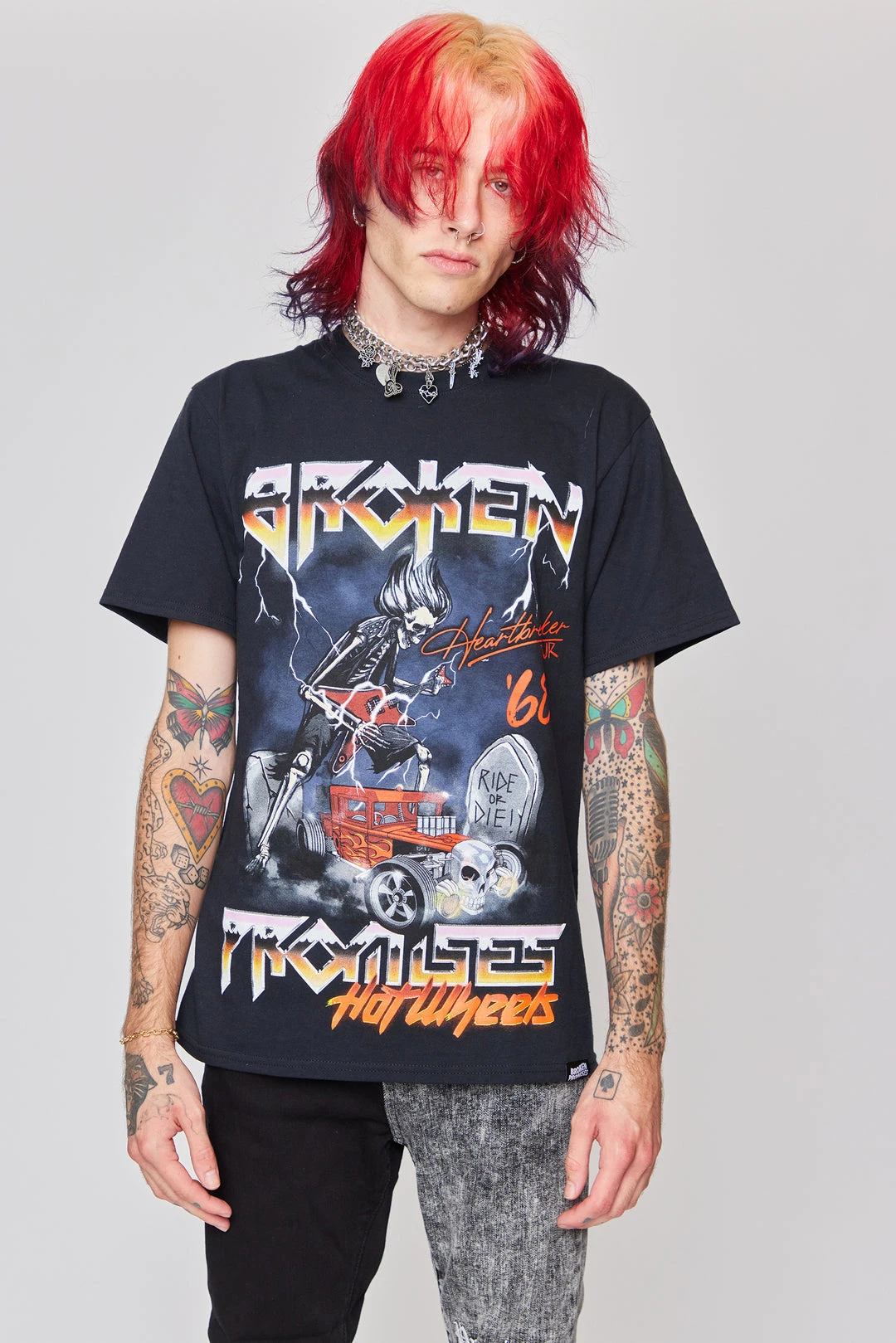 BROKEN PROMISES Shirts BP X Hot Wheels Tour Tee Blk