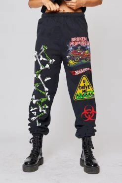 BROKEN PROMISES BP X Hot Wheels Drive Me Crazy Sweats Black Bottoms