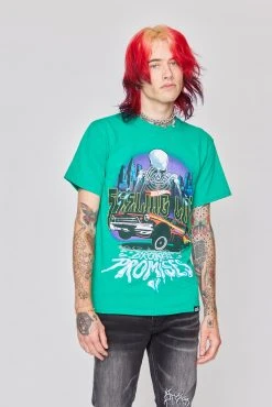 BROKEN PROMISES Shirts BP X Hot Wheels Feeling Low SST Green