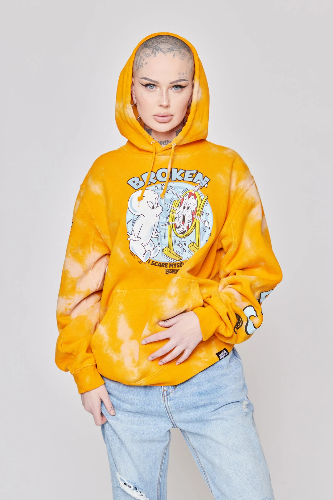 BROKEN PROMISES BP X Casper Scare Myself Hoodie Orange