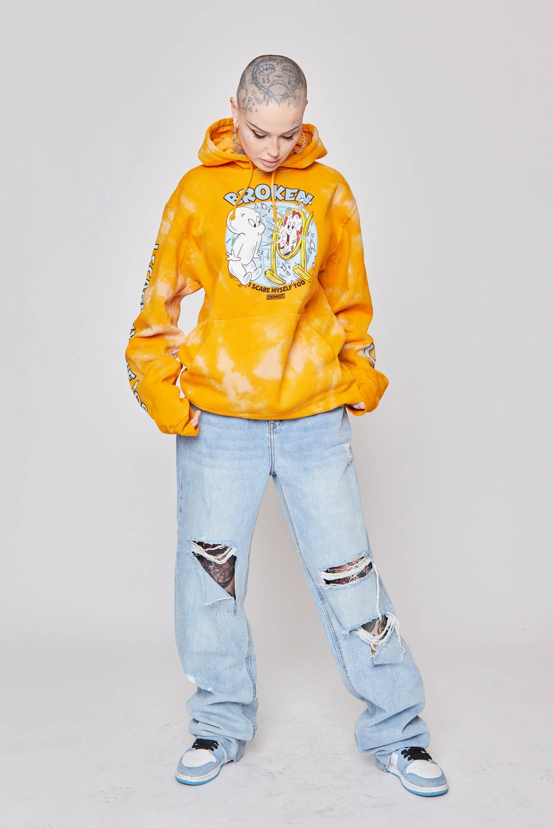 BROKEN PROMISES BP X Casper Scare Myself Hoodie Orange