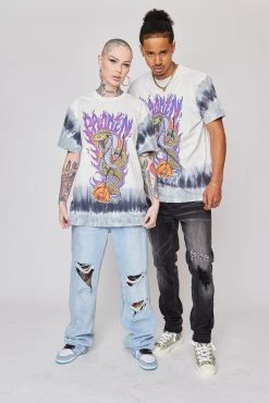 CASH Bad Chemistry Stripe Dye Tee White/Grey Shirts