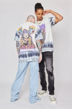 CASH Bad Chemistry Stripe Dye Tee White/Grey Shirts